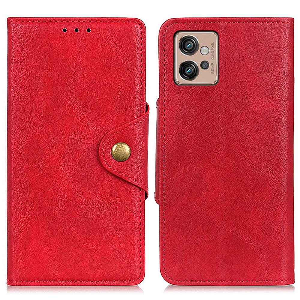 

Für Motorola Moto G32 4G Anti-fall-telefon Hülle Ständer Magnetic Messing Schnalle PU Leder + TPU Telefon Flip Wallet Wallet - Rot, Motorola Moto G32 4G