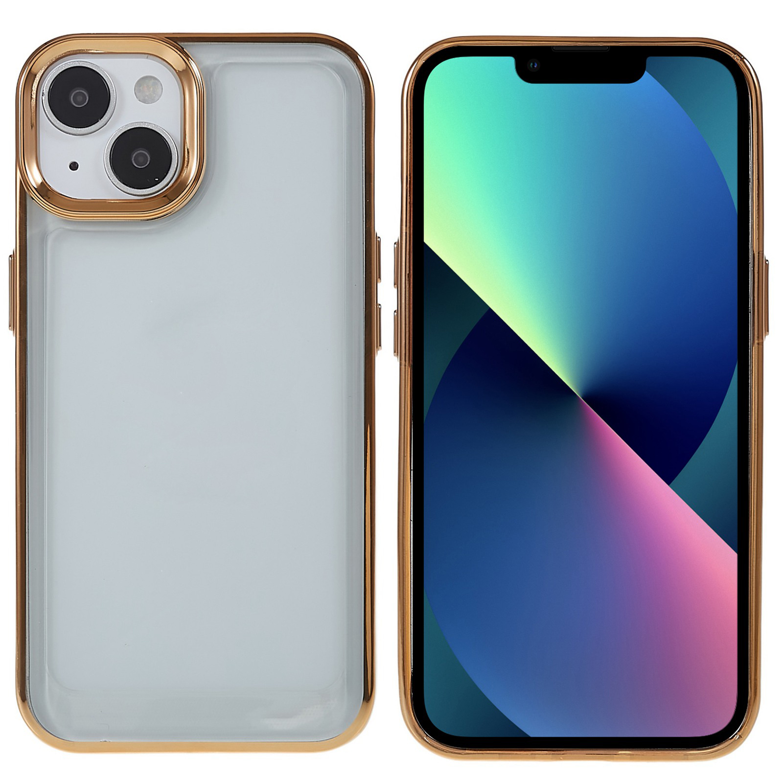 

For iPhone 14 6.1 inch TPU+Acrylic Electroplating Back Cover Shockproof Anti-wear Mobile Phone Case - Gold, iPhone 14