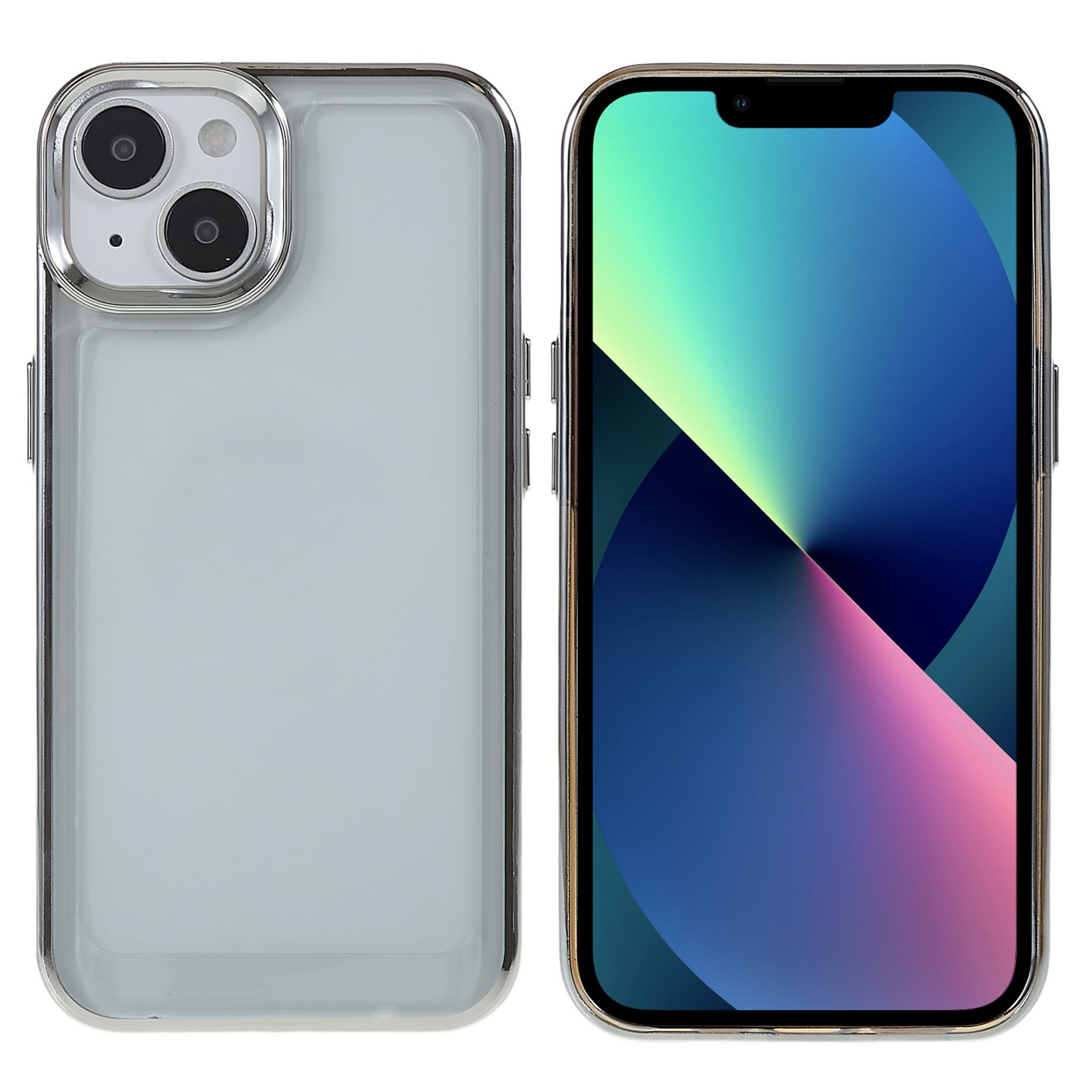 

Для Iphone 14 6,1 Дюйма Tpu+акриловая Гальванизация Обратной Крышки Shock-resean Anti-fode Mobile Phone Корпус - Серебряный, iPhone 14