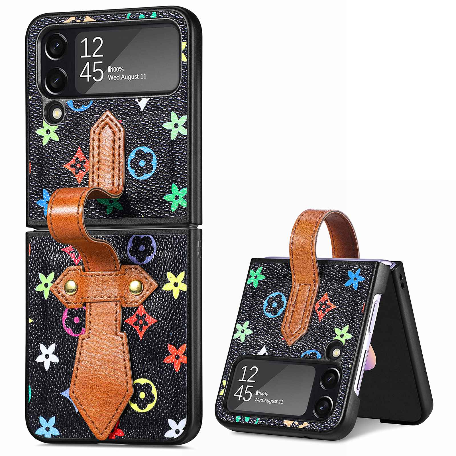 

Для Samsung Galaxy Z Flip4 5g Цветочный Рисунок - Черный / Красочный Цветок, Galaxy Z Flip4 5G