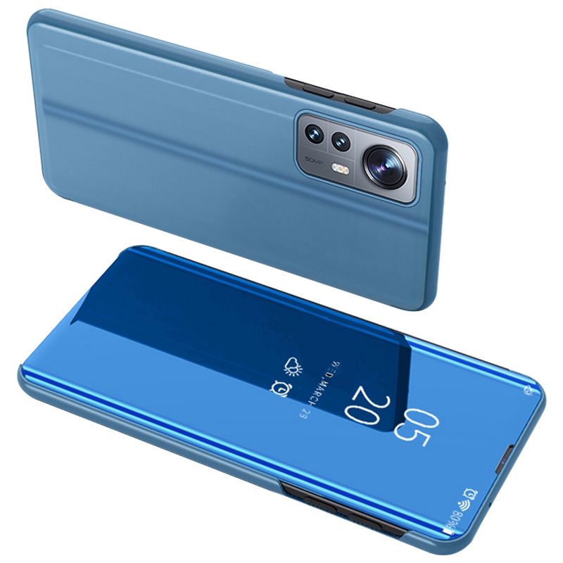 

Für Xiaomi 12 Lite 5G PU Leder Smart View Window Case Electroplate Ganzkörperschutz Ständer Flip Mirror Telefonabdeckung - Baby Blau, Xiaomi 12 Lite 5G