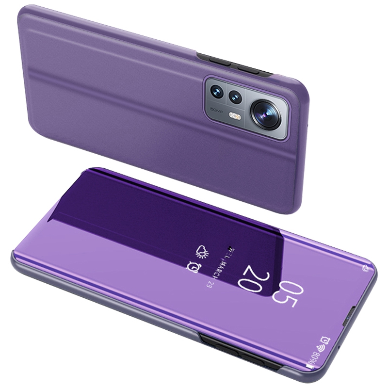 

Für Xiaomi 12 Lite 5G PU Leder Smart View Window Case Electroplate Ganzkörperschutz Ständer Flip Mirror Telefonabdeckung - Violett / Blau, Xiaomi 12 Lite 5G