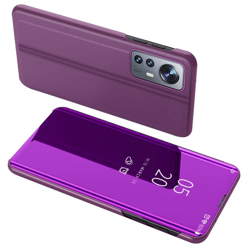

Für Xiaomi 12 Lite 5G PU Leder Smart View Window Case Electroplate Ganzkörperschutz Ständer Flip Mirror Telefonabdeckung - Violett, Xiaomi 12 Lite 5G