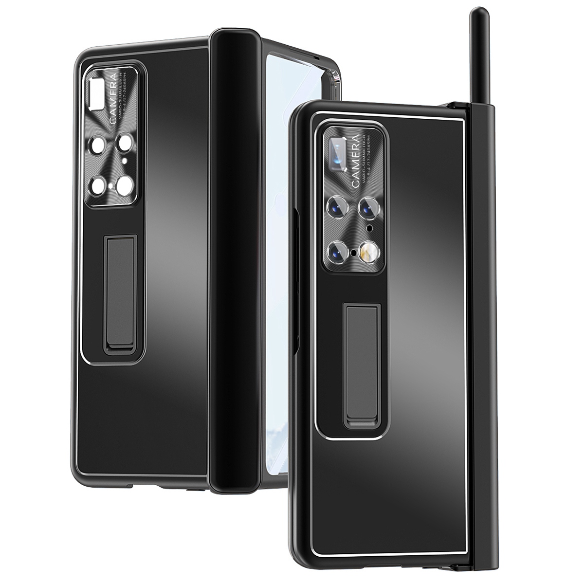 

Für Huawei Mate X2 Objektivschutz Scharnier + Stylus Stift Design pc + Aluminiumlegierung Anti-fall-ständer-telefonhülle Mit Temperamentvollem Glasschildfilm - Schwarz, Huawei Mate X2