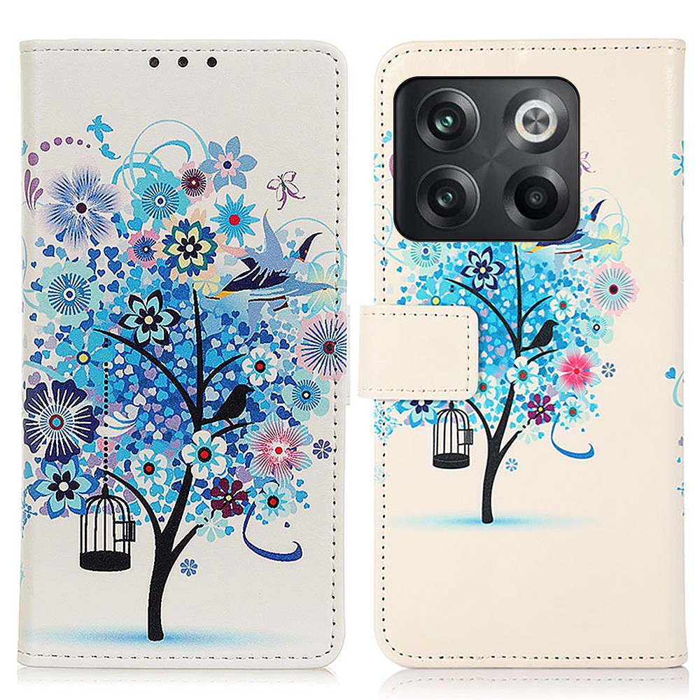 

Für OnePlus 10T 5G / Ace Pro 5G Wallet Stand Phone Cover PU Leder Voller Schutz Innere TPU -hülle - Blauer Baum, OnePlus 10T 5G