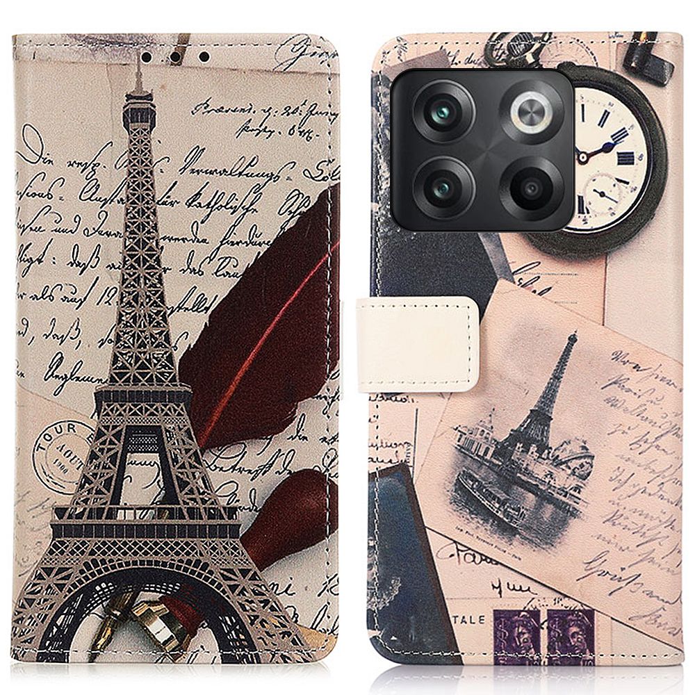 

Für OnePlus 10T 5G / Ace Pro 5G Wallet Stand Phone Cover PU Leder Voller Schutz Innere TPU -hülle - Turm Und Feder, OnePlus 10T 5G