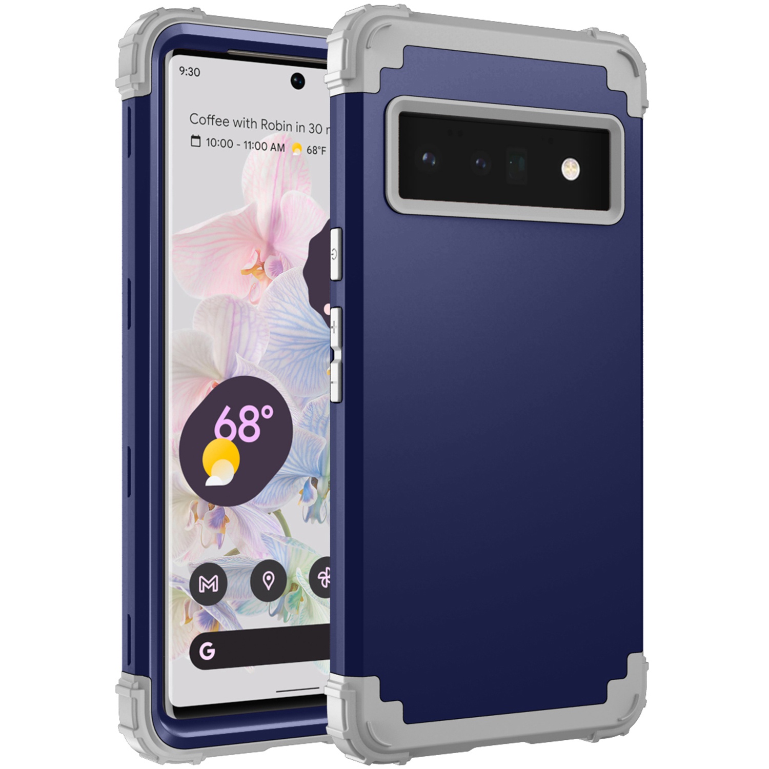 

Für Google Pixel 6 Pro 5G 3-in-1-mobiltelefon-schutzabdeckung Silikon + PC Verstärkte Ecke Anti-drop-hülle - Navy Blau, Google Pixel 6 Pro 5G
