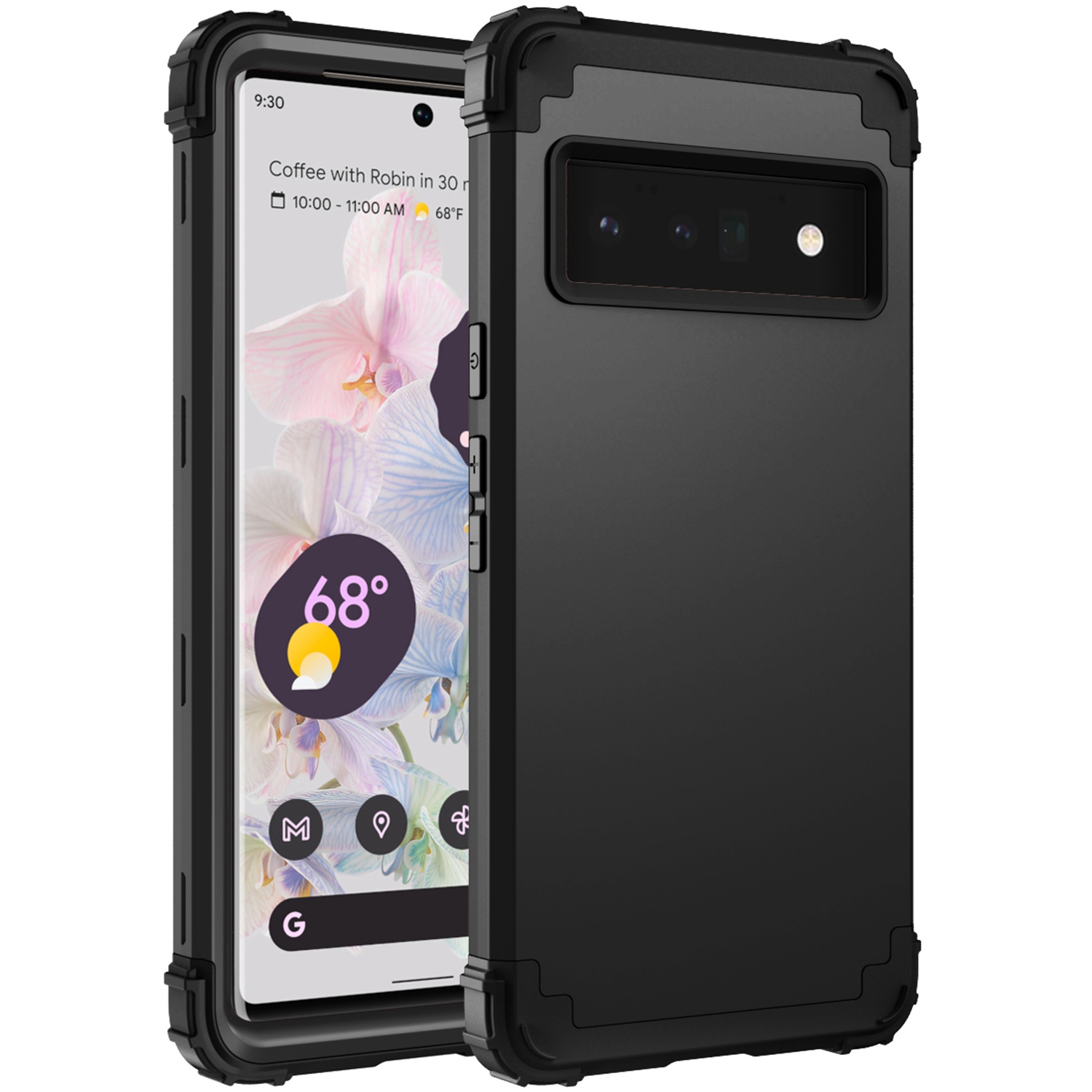 

Für Google Pixel 6 Pro 5G 3-in-1-mobiltelefon-schutzabdeckung Silikon + PC Verstärkte Ecke Anti-drop-hülle - Schwarz, Google Pixel 6 Pro 5G