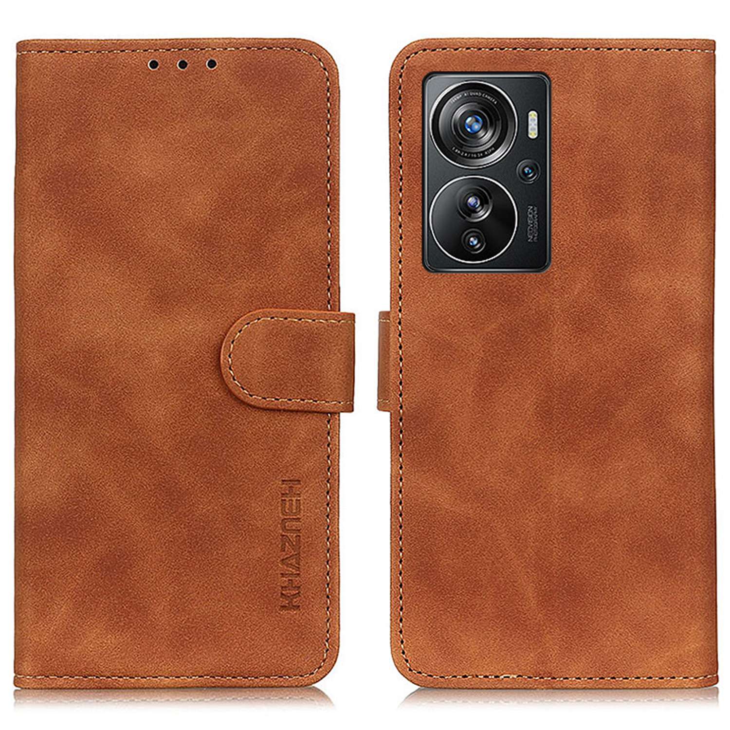 

Khazneh Für ZTE Axon 40 Pro 5G Schockfeste Telefonhülle Wallet Stand Retro Strukturierte PU -leder -handyabdeckung - Braun, ZTE Axon 40 Pro 5G