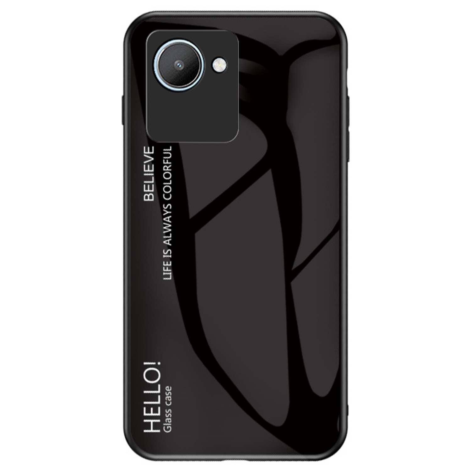 

Anti-drop-telefonkoffer Für Realme C30 4G, Gradientenfarbe Phone Shell Tempered Glas + PC + Tpu-schutzhülle - Schwarz, Realme C30 4G