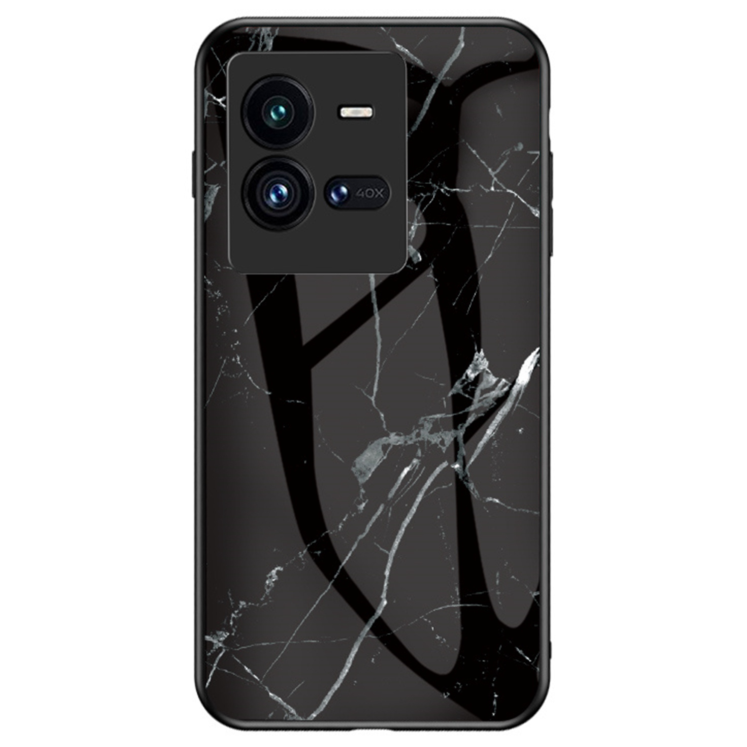 

Für Vivo Iqoo 10 Pro 5g Marmormuster Dünne Hellgeschärftes Glas + PC + TPU Hybrid Anti-wear-schutzhülle - Schwarzer Marmor, vivo iQOO 10 Pro 5G