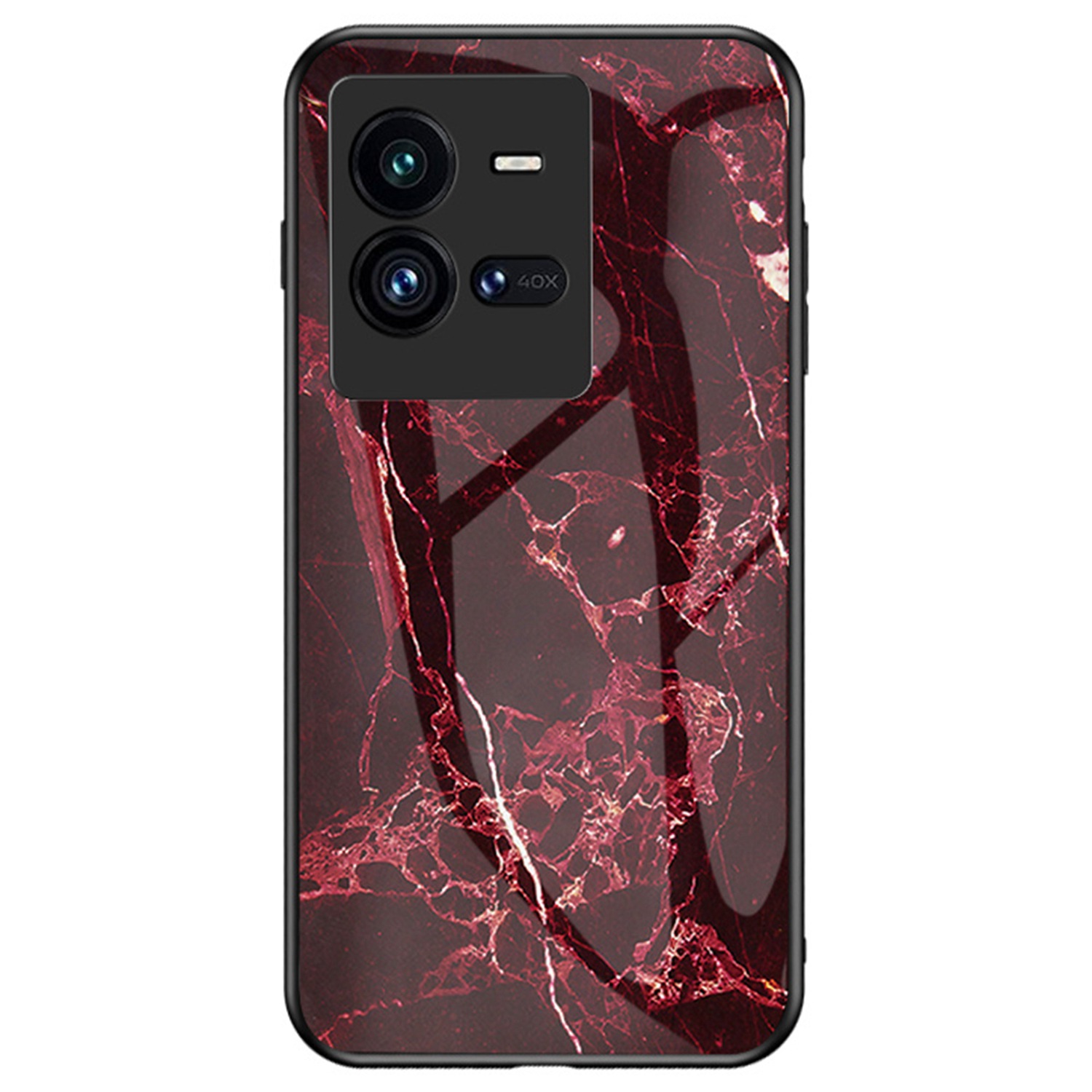

Für Vivo Iqoo 10 Pro 5g Marmormuster Dünne Hellgeschärftes Glas + PC + TPU Hybrid Anti-wear-schutzhülle - Blutroter Marmor, vivo iQOO 10 Pro 5G