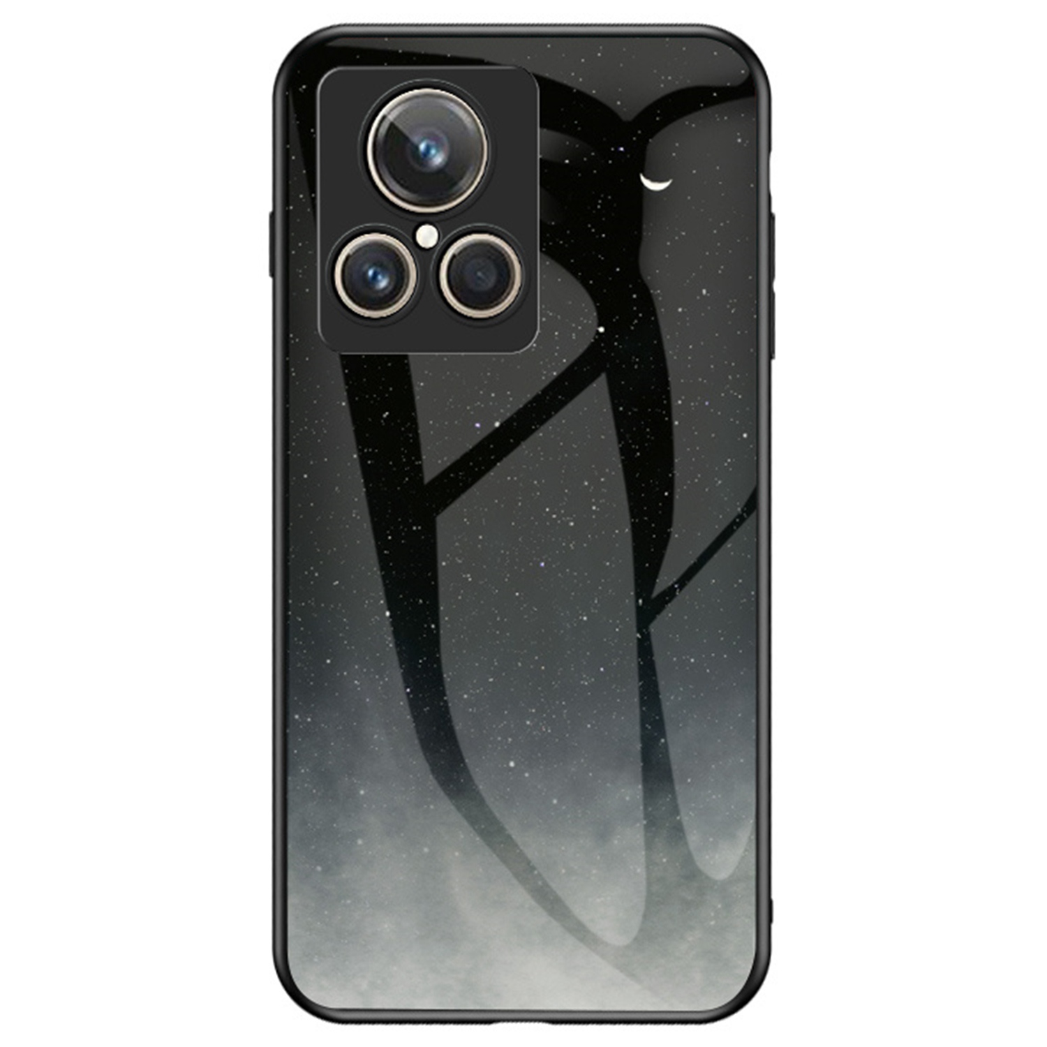 

Für Realme GT2 Explorer Master 5G Airbag Anti-droge Starry Sky Muster Design Zurück-deckung TPU TPU Temperte Glass PC Telefung - Sternenmond, Realme GT2 Explorer Master 5G
