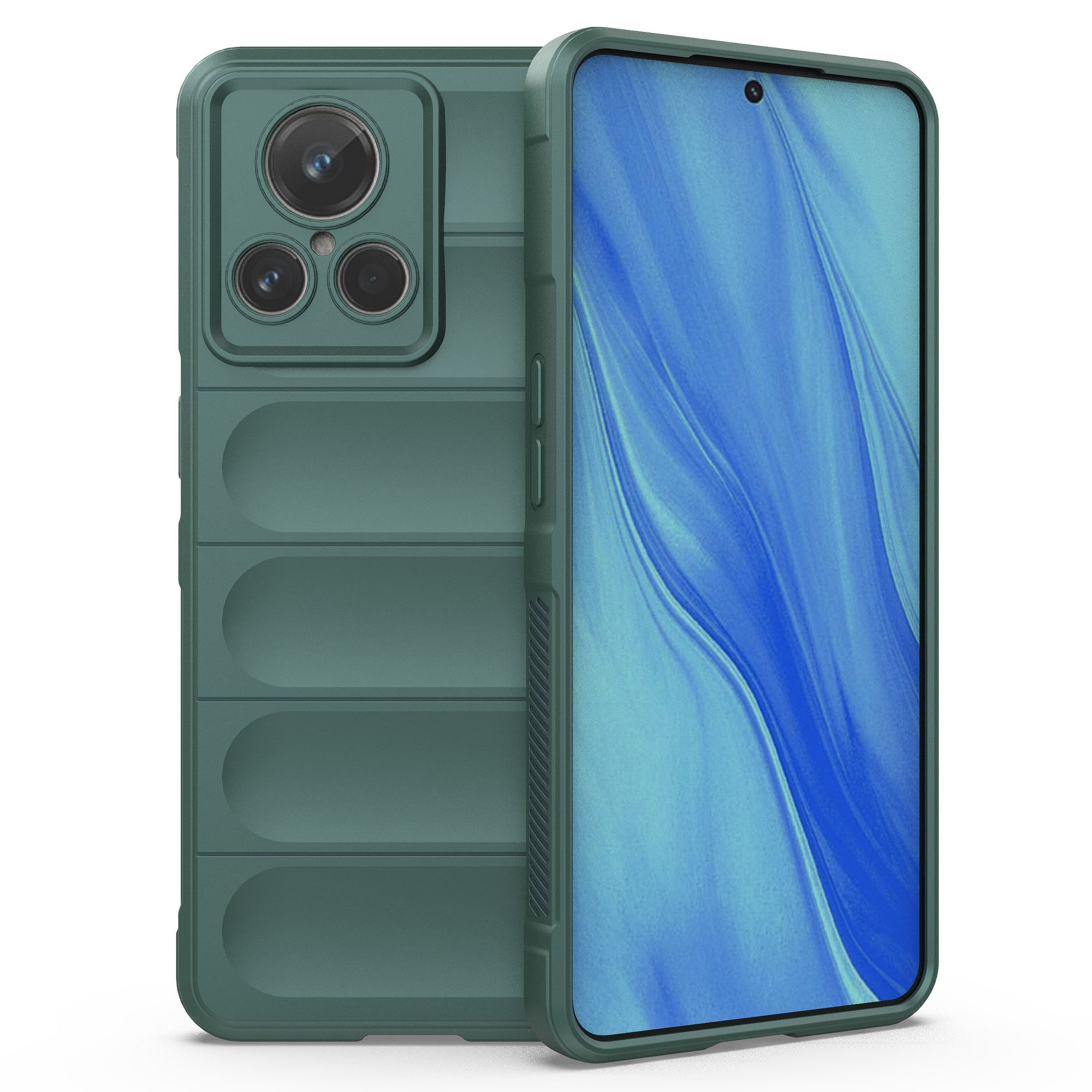 

Für Realme GT2 Explorer Master 5G TPU Defender Rugged Protector Wear-resistant Precise Cutout Anti-fall-fall-rückenabdeckung - Grün, Realme GT2 Explorer Master 5G