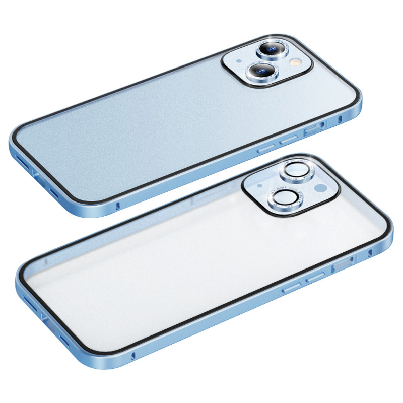 

Luphie Anti-Drop Slim Case Для Iphone 14 Max 6,7 Дюйма Защитный Телефон Pc+металлическая Крышка, Украшенная Страном - Синий