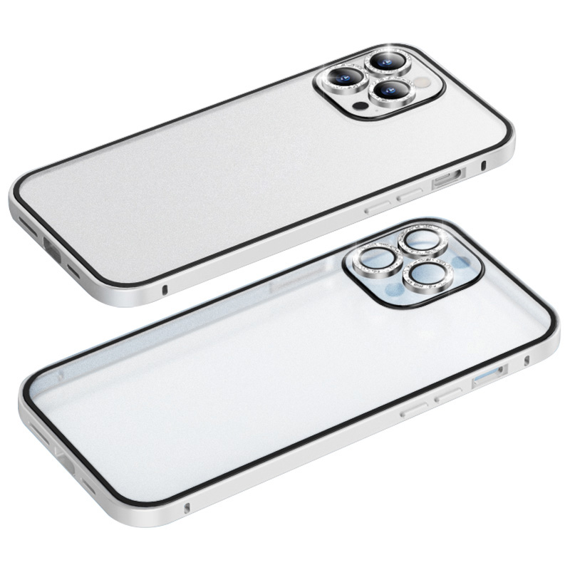 

Декорированный Корпус с Атмосфером Luphie Для Iphone 14 Pro 6,1 Дюйма Против Капли Slim Case PC+Metal Phone Cover - Серебряный