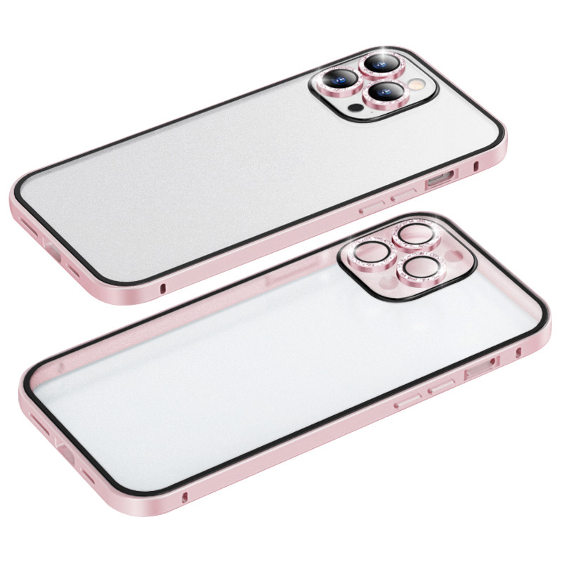 

Декорированный Корпус с Атмосфером Luphie Для Iphone 14 Pro 6,1 Дюйма Против Капли Slim Case PC+Metal Phone Cover - Розовый