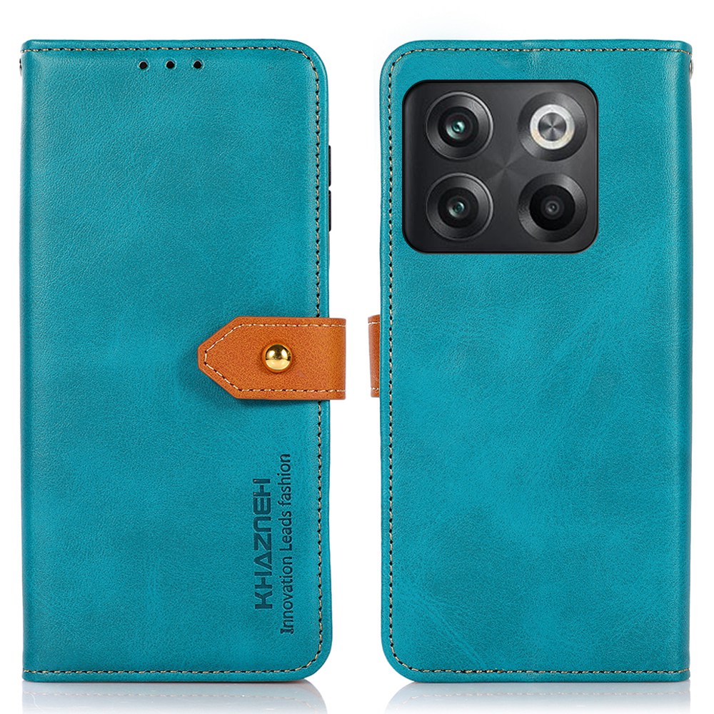 

Khazneh Für OnePlus 10T 5G / Ace Pro 5G Golden Magnetic Schnallen Telefonabdeckung, Dual Color Stand Function Wallet PU Leder Hülle - Blau, OnePlus 10T 5G