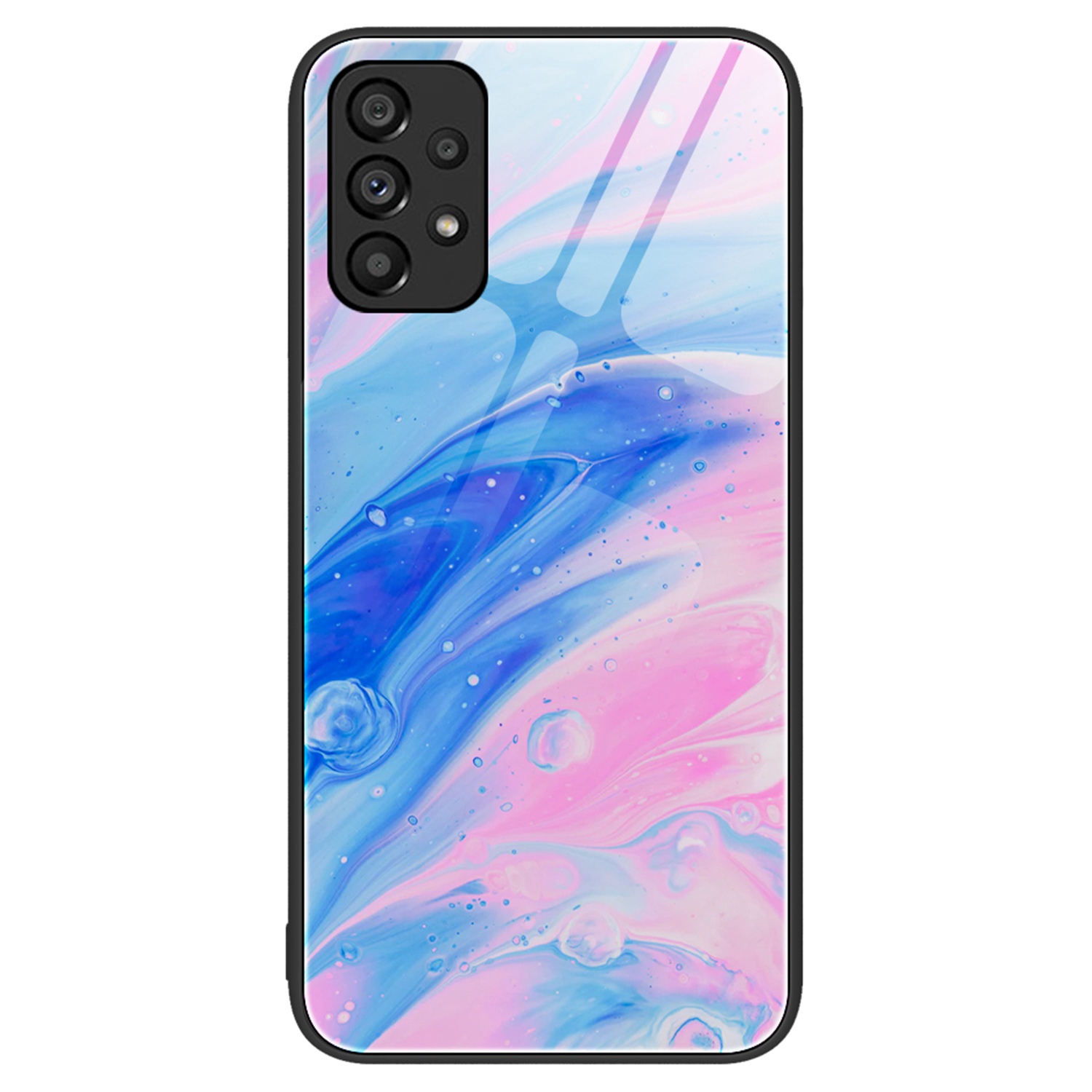 

For Samsung Galaxy A33 5G Marble Pattern Printing Back Cover Tempered Glass TPU Bumper Frame Shock Absorption Protective Case - DL05, Samsung Galaxy A33 5G