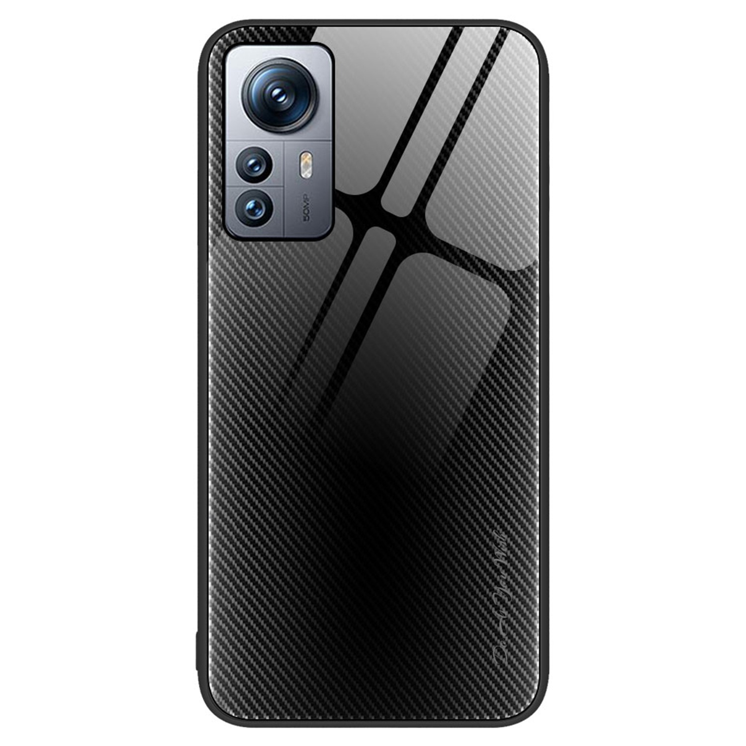 

Ultra Slim Telefonabdeckung Für Xiaomi 12 Pro 5g / 12s Pro 5g / 12 Pro (abmessung) 5G, Kohlefaser-textur Anti-wear-temperaturglas-telefon Hülle - Schwarz, Xiaomi 12 Pro 5G