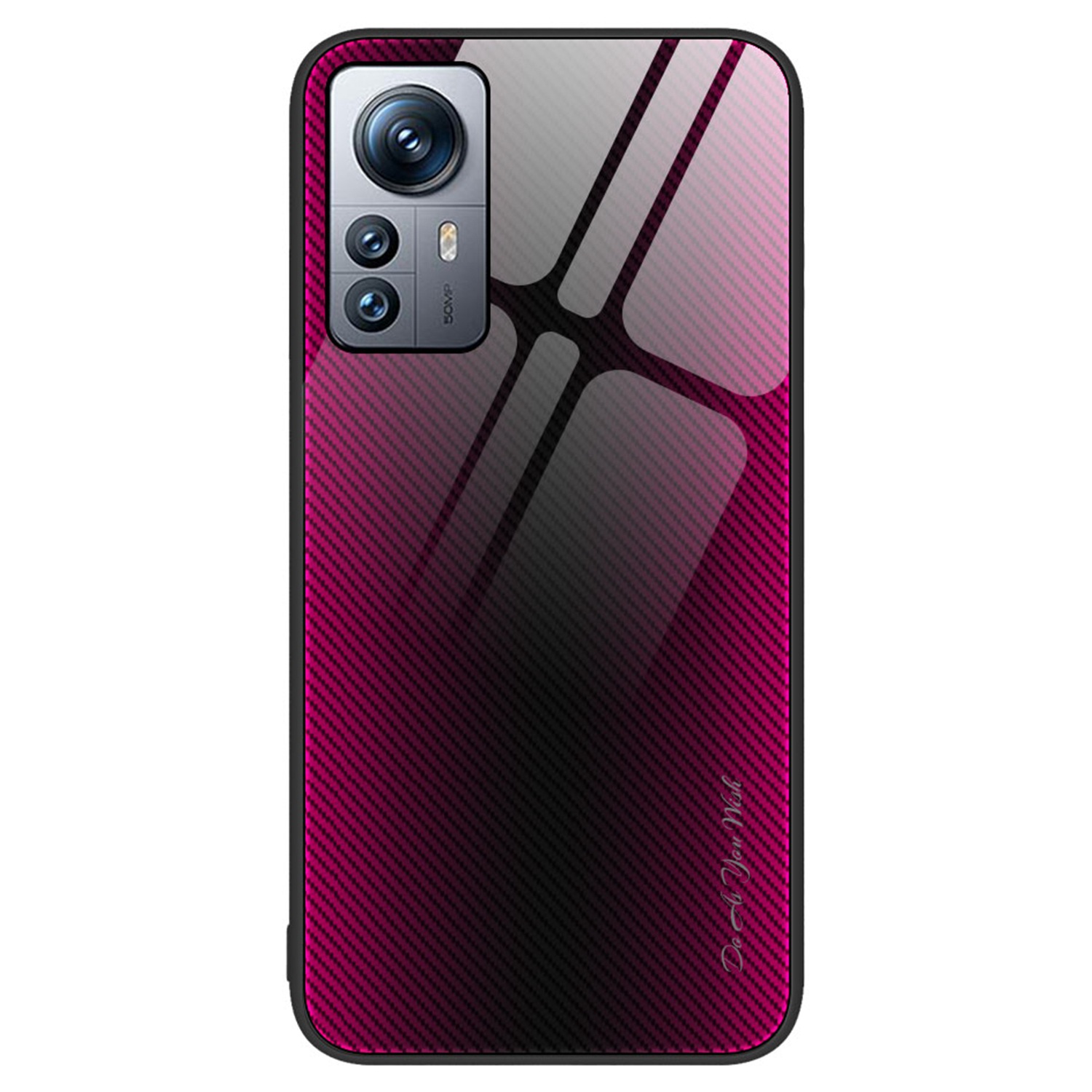 

Ultra Slim Telefonabdeckung Für Xiaomi 12 Pro 5g / 12s Pro 5g / 12 Pro (abmessung) 5G, Kohlefaser-textur Anti-wear-temperaturglas-telefon Hülle - Rose, Xiaomi 12 Pro 5G