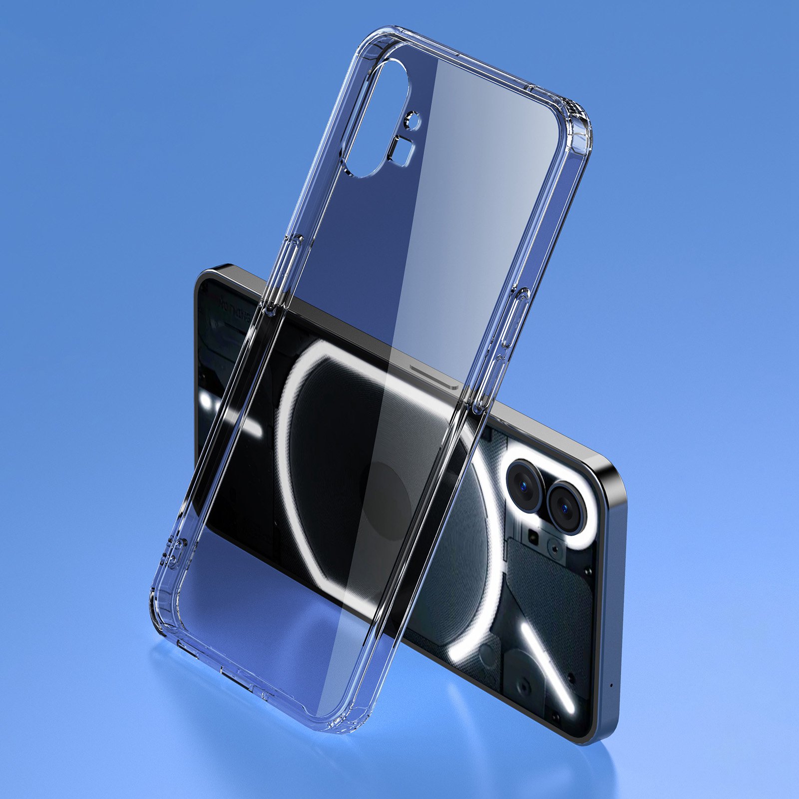 

Für Nichts Telefon (1) 5G Crystal Clear Series Schlankes Dünnfall Hartes PC Weiche TPU Hybrid Anti-kratzer-schutzabdeckung - Transparent Schwarz, Nothing phone (1) 5G