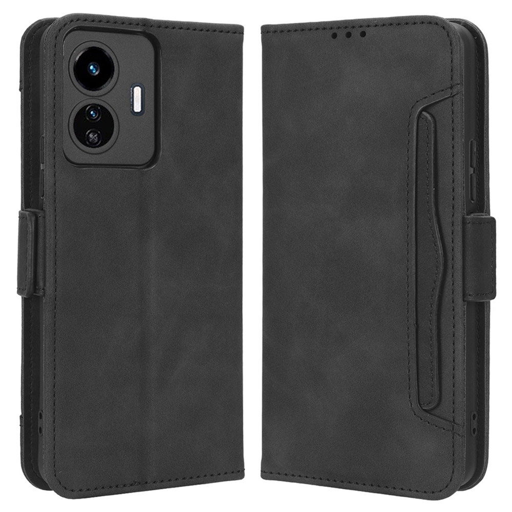 

Für Vivo Y77 5g / Y77e 5G PU Leder Mehrere Kartenschlitze Abdeckungsabdeckung Faltbarer Stand Wallet Side Magnetic Clasp Phone Hülle - Schwarz, vivo Y77 5G