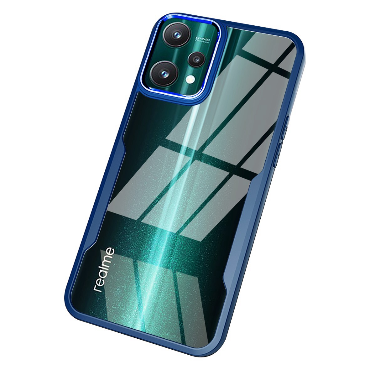 

Für Realme 9 Pro 5g / Realme V25 Hybrid TPU + Acrylhülle Drop-proof-schutz Klarer Telefonabdeckung Mit Elektroplierenden Objektivrahmen - Blau, Realme 9 Pro 5G