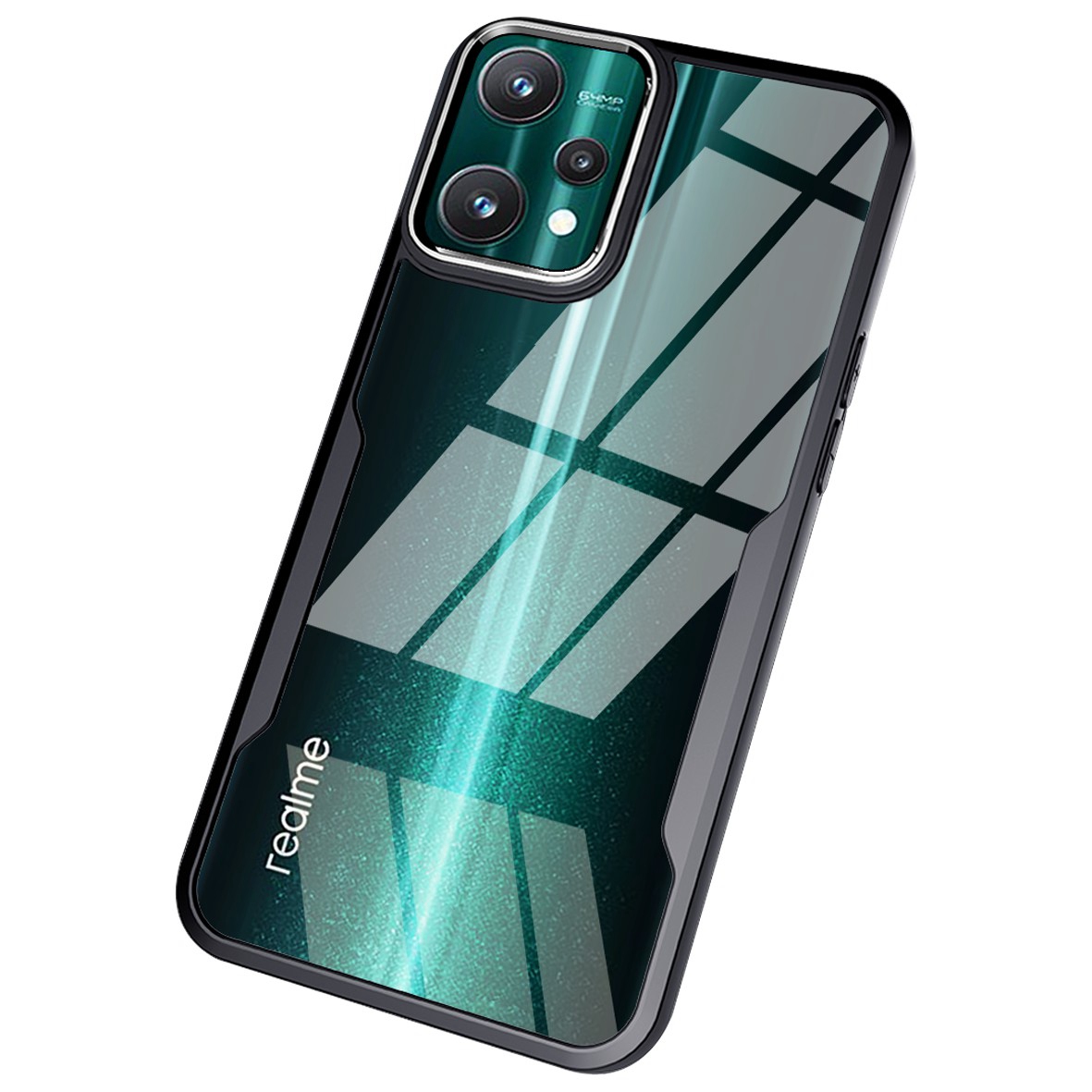 

Für Realme 9 Pro 5g / Realme V25 Hybrid TPU + Acrylhülle Drop-proof-schutz Klarer Telefonabdeckung Mit Elektroplierenden Objektivrahmen - Schwarz, Realme 9 Pro 5G