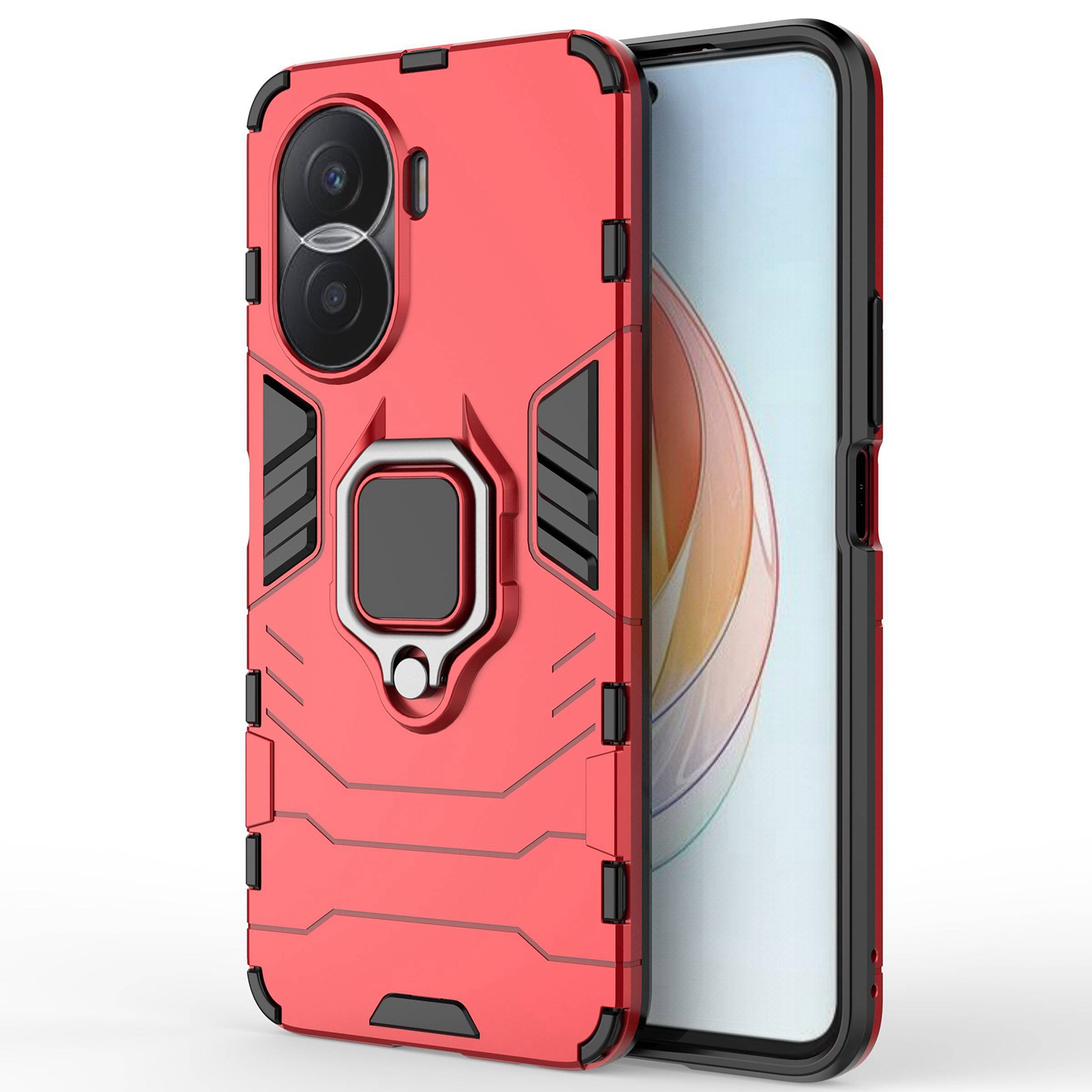 

Schutzhülle Für Honor X40i 5G Drop-sof-hülle Hartpc + Tpu-kee-resistente Rückseite Mit Ringstand - Rot, Honor X40i 5G