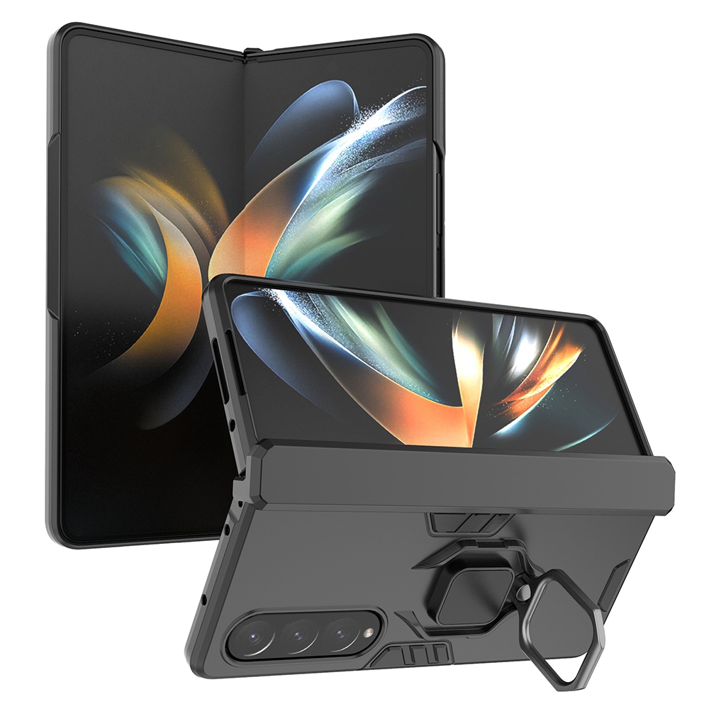 

Интегрированный Корпус Складывания Для Samsung Galaxy Z Fold4 5G, Hard PC + TPU Shockpereper Shell с Кольцом Пальца. - Черный, Galaxy Z Fold4 5G