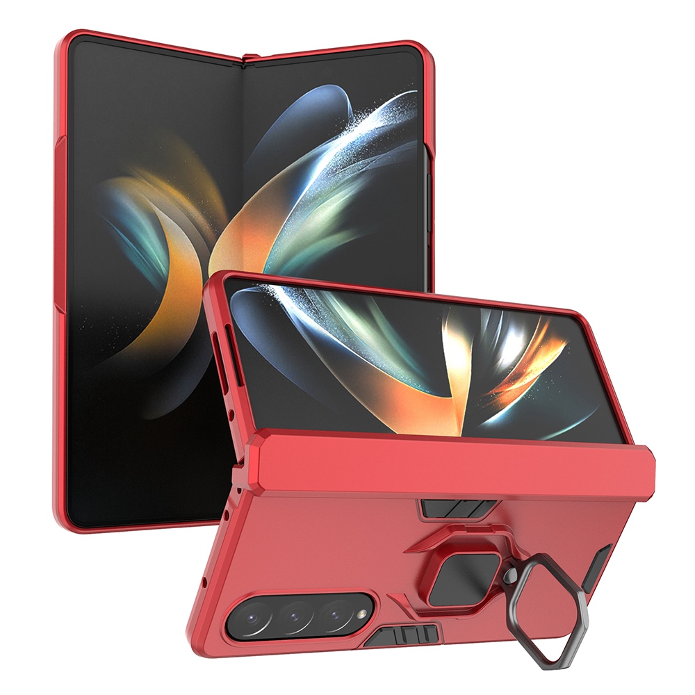 

Интегрированный Корпус Складывания Для Samsung Galaxy Z Fold4 5G, Hard PC + TPU Shockpereper Shell с Кольцом Пальца. - Красный, Galaxy Z Fold4 5G