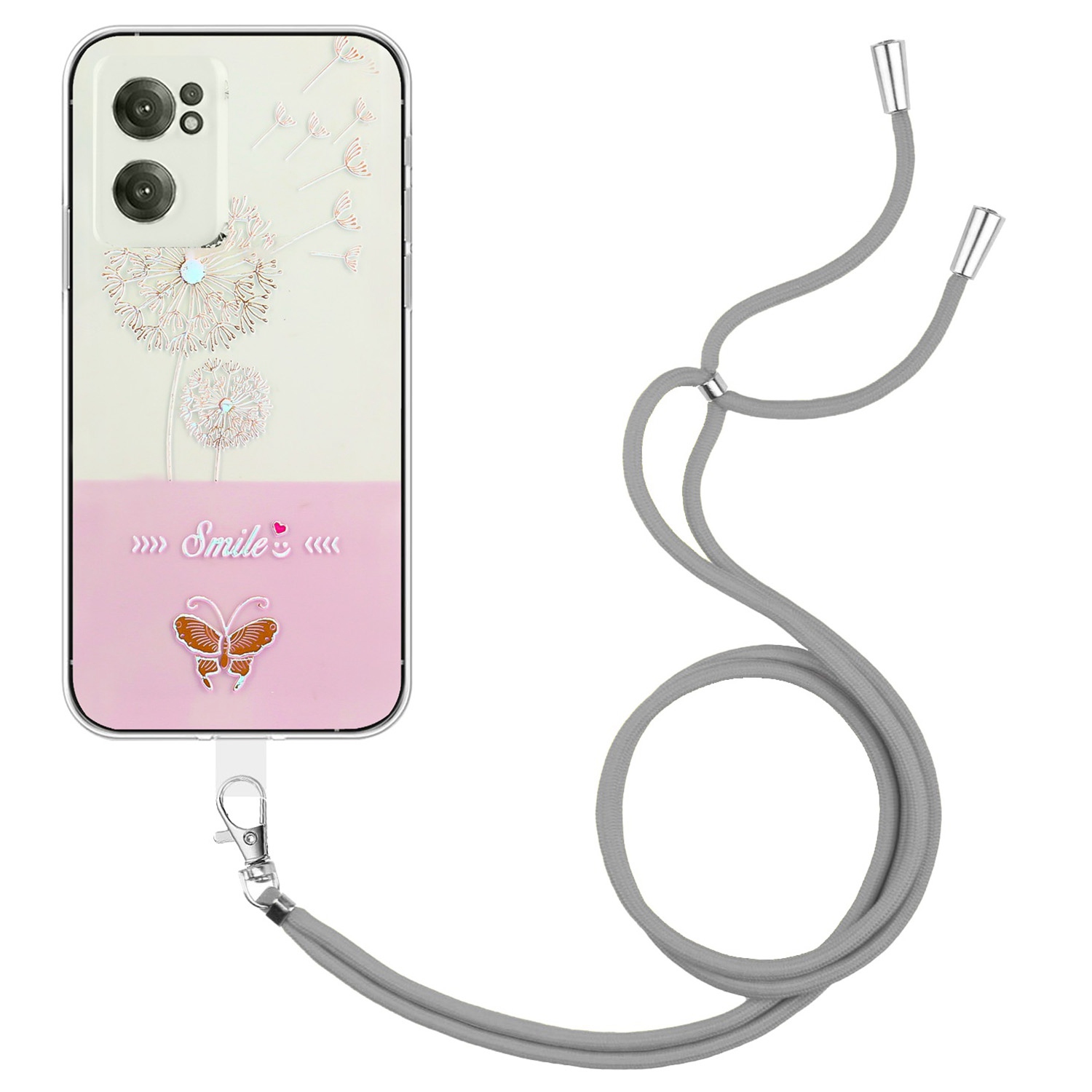 

Für OnePlus Nord CE 2 5G Schmetterlingsmuster Geprägtes Lackiertes Design Phone Hülle Schockdicht Schützend TPU -rückenabdeckung Mit Langem Lanyard - Gold, OnePlus Nord CE 2 5G