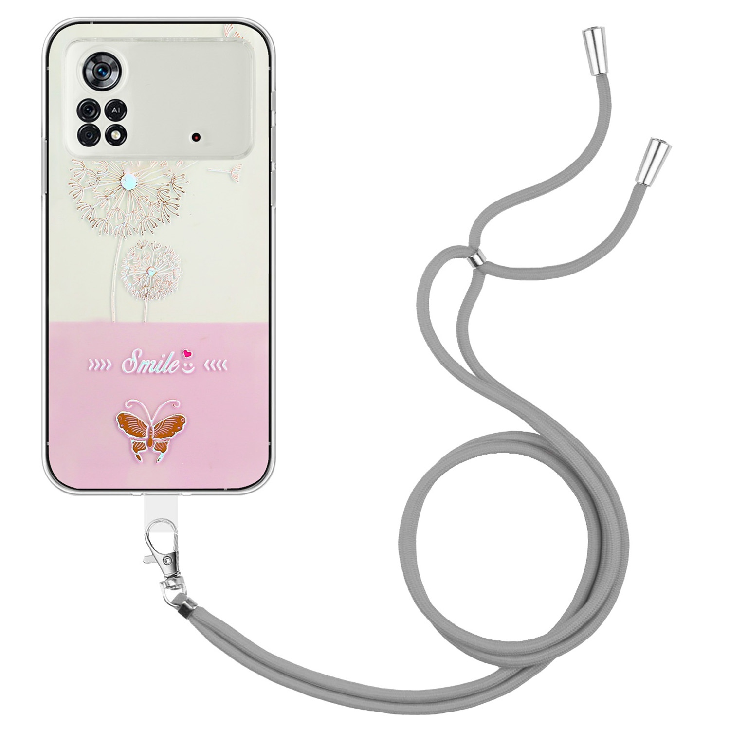 

Für Xiaomi Poco X4 Pro 5G Anti-scratch-prädsment Lackierer Butterfly Tpu-hülle Telefonschutzabdeckung Mit Lanyard - Gold, Xiaomi Poco X4 Pro 5G