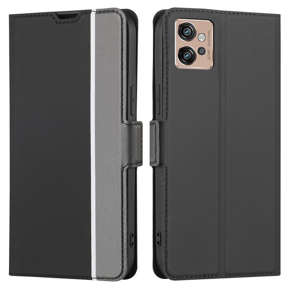 

Ultra-dünnes Telefongehäuse Für Motorola Moto G32 4G, Twillstextur Vollbedeckung PU Leder+tpu-telefonabdeckungskartenhalter - Schwarz, Motorola Moto G32 4G