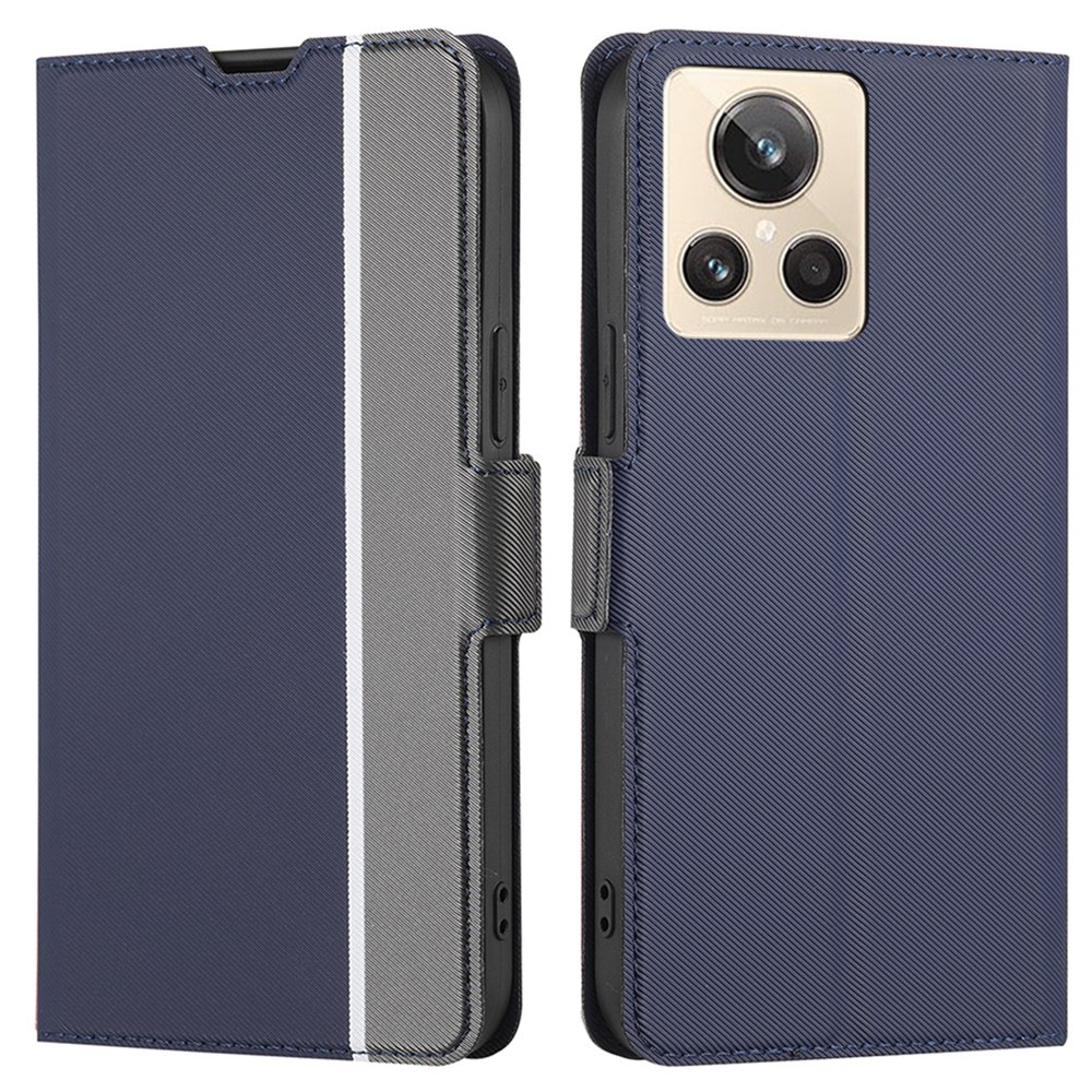 

Für Realme GT2 Explorer Master 5G Anti-drogen-twill-textur-telefonhülle PU Leder + Tpu-kartenhalter Hülle - Blau, Realme GT2 Explorer Master 5G
