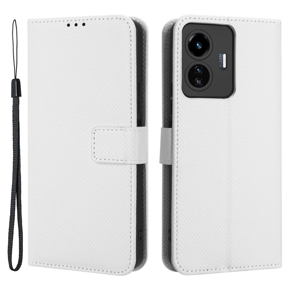 

Anti-drop-telefonkoffer Für Oppo A57 4G / A57 (CPH2387) (Taiwan -version), Diamond Texture Telefonschale Magnetic Clasp pu Leder Brieftasche Ständer - Weiß, Oppo A57 4G