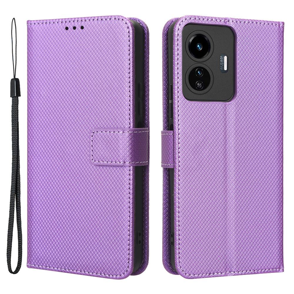 

Anti-drop-telefonkoffer Für Oppo A57 4G / A57 (CPH2387) (Taiwan -version), Diamond Texture Telefonschale Magnetic Clasp pu Leder Brieftasche Ständer - Violett, Oppo A57 4G