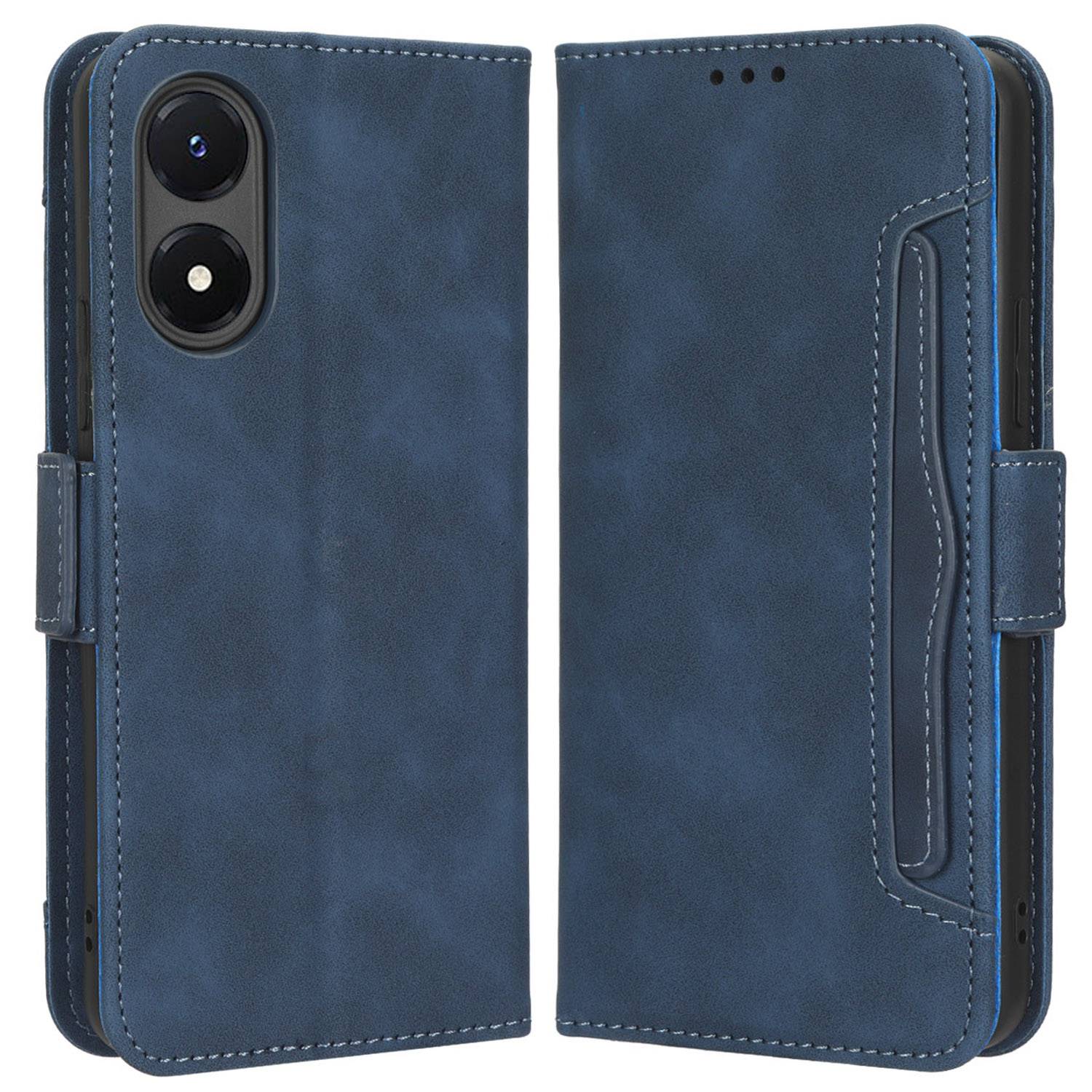 

Für Vivo Y02s 4G Drop-sof-pu-leder-flip-brieftaschenhülle Mit Mehreren Kartenschlitzen Dual Magnetic Clasp-telefonabdeckung - Blau, vivo Y02s 4G