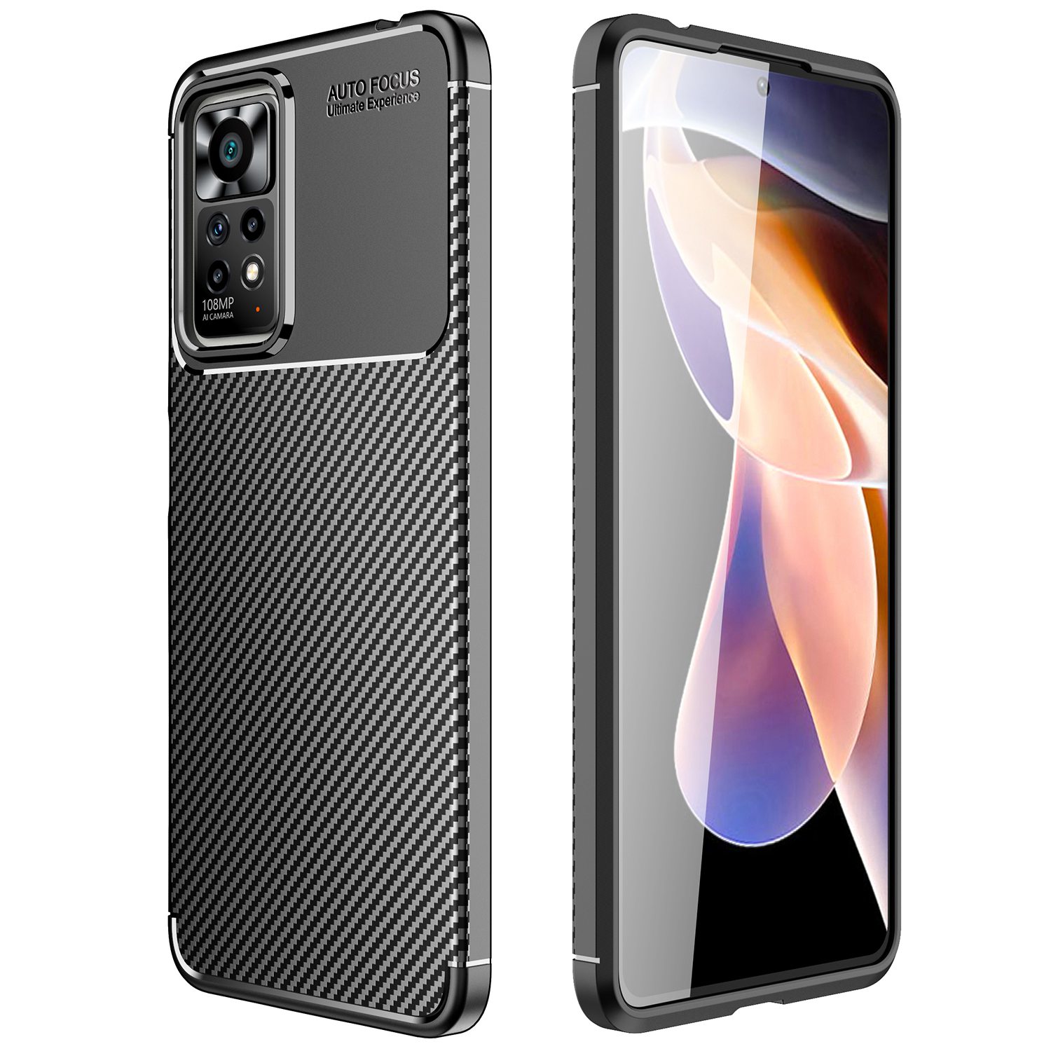 

Für Xiaomi Redmi Note 11 Pro+ 5g / Hinweis 11 Pro 5G Carbonfaser Texture Phone Deckung Ultra Slim Soft TPU Back Case - Schwarz, Xiaomi Redmi Note 11 Pro+ 5G
