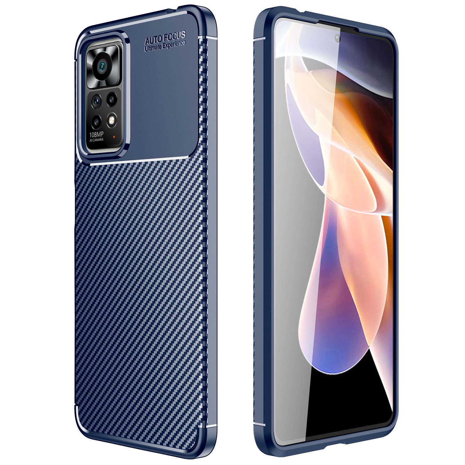 

Für Xiaomi Redmi Note 11 Pro+ 5g / Hinweis 11 Pro 5G Carbonfaser Texture Phone Deckung Ultra Slim Soft TPU Back Case - Blau, Xiaomi Redmi Note 11 Pro+ 5G