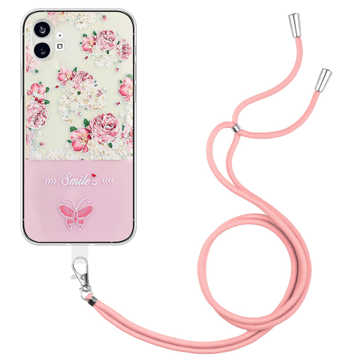 

Für Nichts Telefon (1) 5G Soft TPU Phone Hülle Drop-proof-prädsment Lackierter Schmetterlingsschutzschutz Mit Lanyard - Rot, Nothing phone (1) 5G