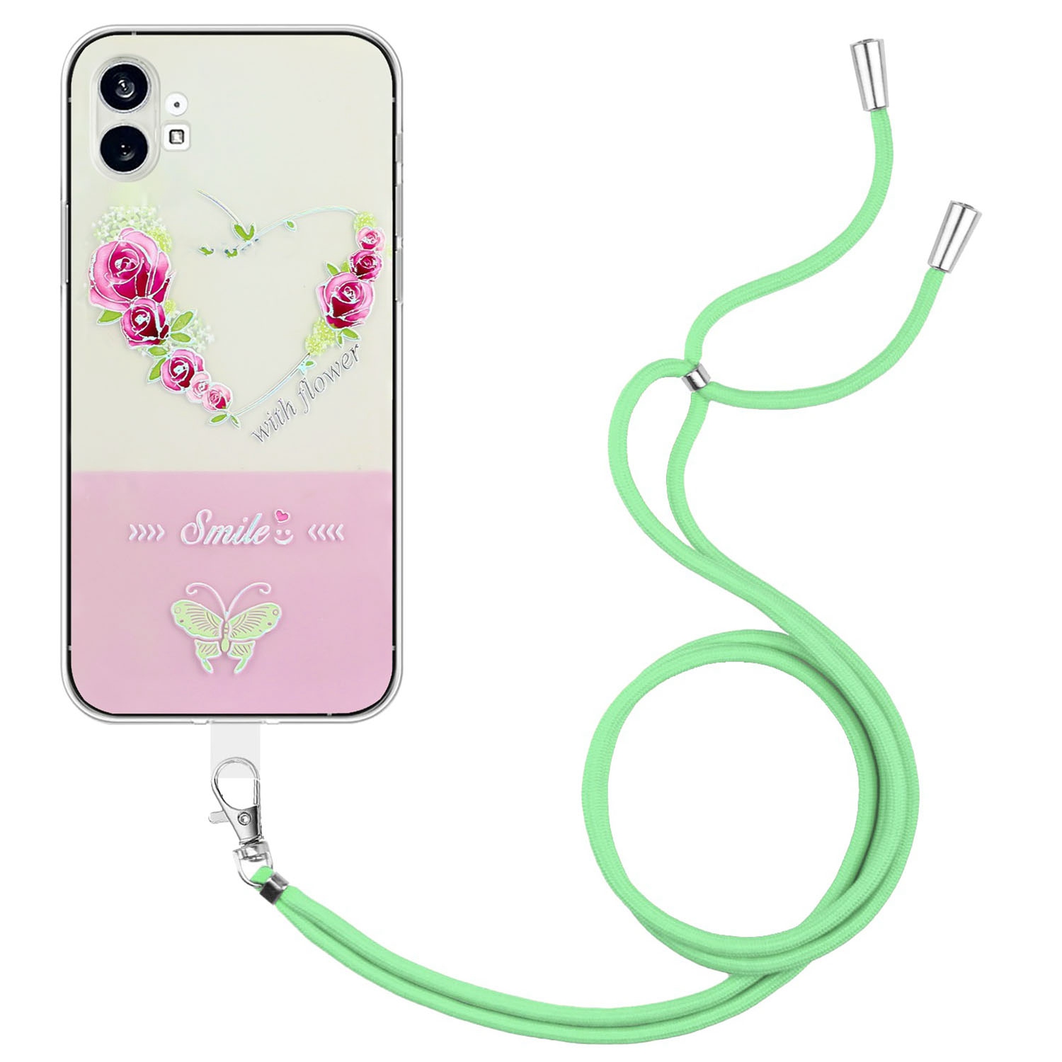 

Für Nichts Telefon (1) 5G Soft TPU Phone Hülle Drop-proof-prädsment Lackierter Schmetterlingsschutzschutz Mit Lanyard - Hellgrün, Nothing phone (1) 5G
