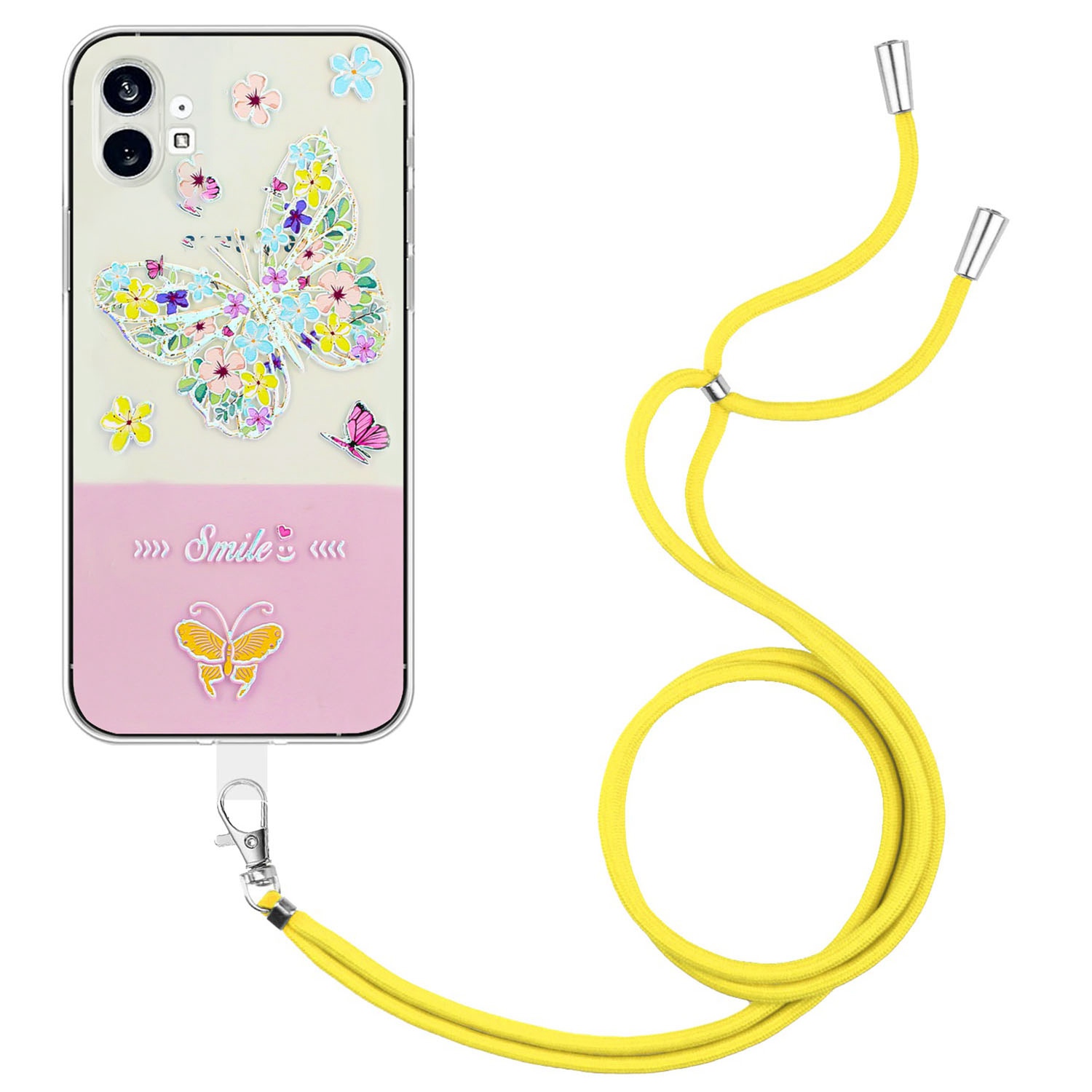 

Für Nichts Telefon (1) 5G Soft TPU Phone Hülle Drop-proof-prädsment Lackierter Schmetterlingsschutzschutz Mit Lanyard - Gelb, Nothing phone (1) 5G
