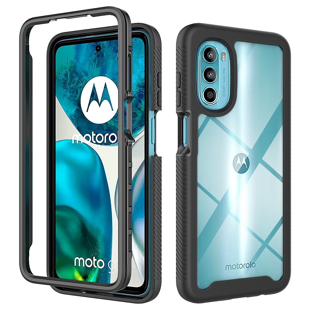

Für Motorola Moto G52 4G / G82 5G Acryl + PC + Tpu-telefonhülle Drop-sof-transparente Schutzabdeckung - Schwarz, Motorola Moto G52 4G