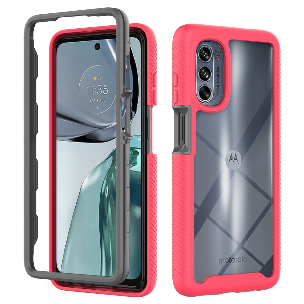 

Für Motorola Moto G62 5G Clear Protector Hard Acryl + PC Back Rückentpu-frame-drop-sof-mobiltelefonabdeckung - Rose, Motorola Moto G62 5G