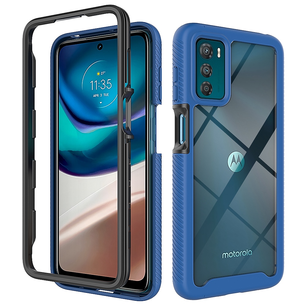 

Für Motorola Moto G42 4G Kratzfeste Klare Schutzhülle Hartes Acryl + PC Rückenweiches Tpu-rahmen-mobiltelefonabdeckung - Dunkelblau, Motorola Moto G42 4G