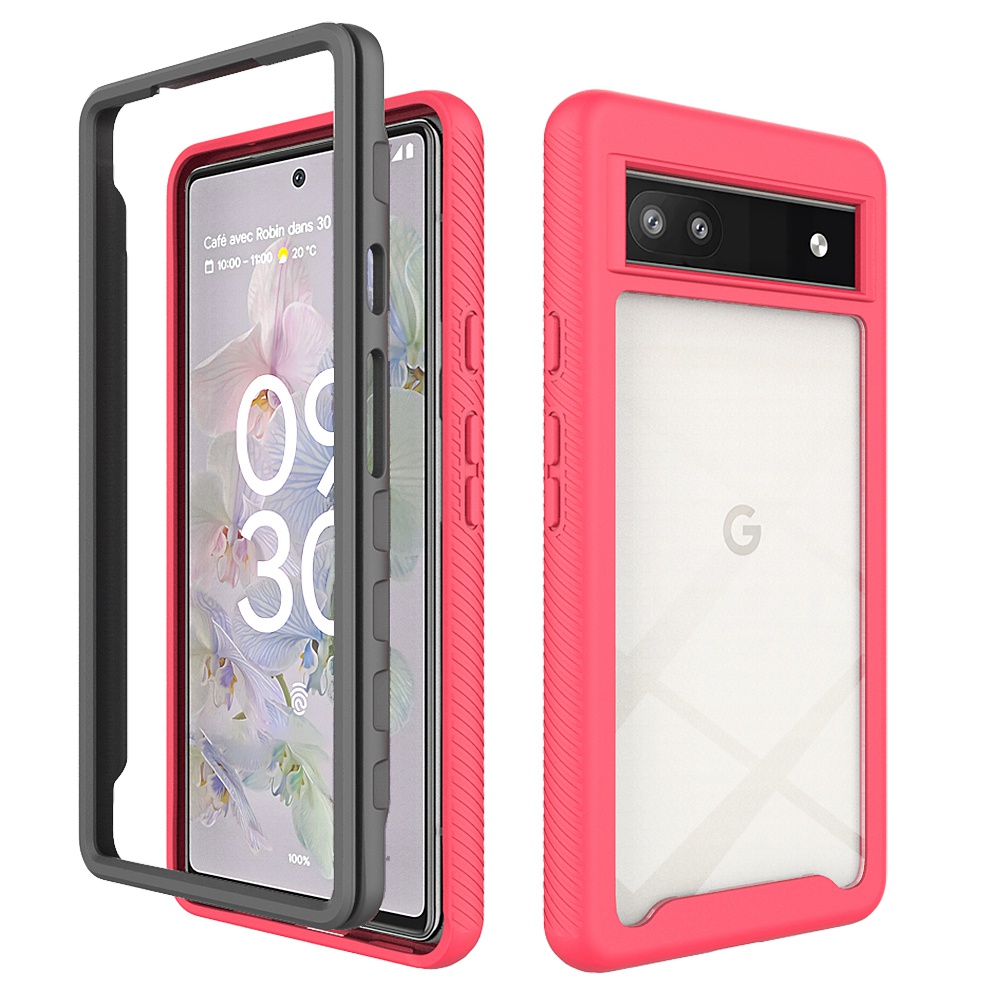 

Für Google Pixel 6a Wear-resistant Anti-fall Clear Case Hard Acryl + PC Back Rückenweiche Tpu-stoßfänger-rahmen-telefon Shell - Rose, Google Pixel 6a