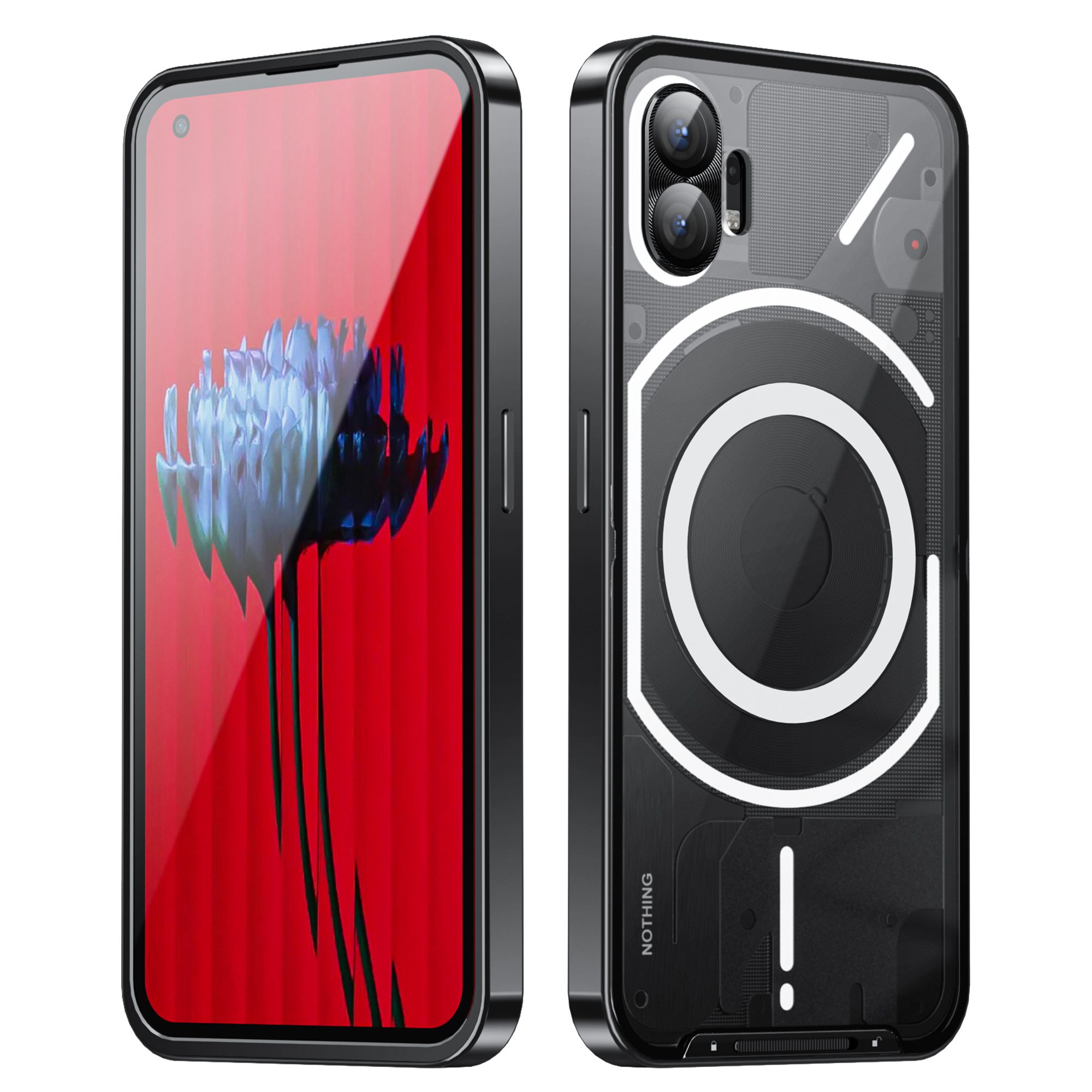 

Für Nichts Telefon (1) 5G Drop-slim Slim Phone Hülle Mit Magnetabdeckung Der Metallrahmen Mit Integrierter Linsenabdeckung - Schwarz, Nothing phone (1) 5G
