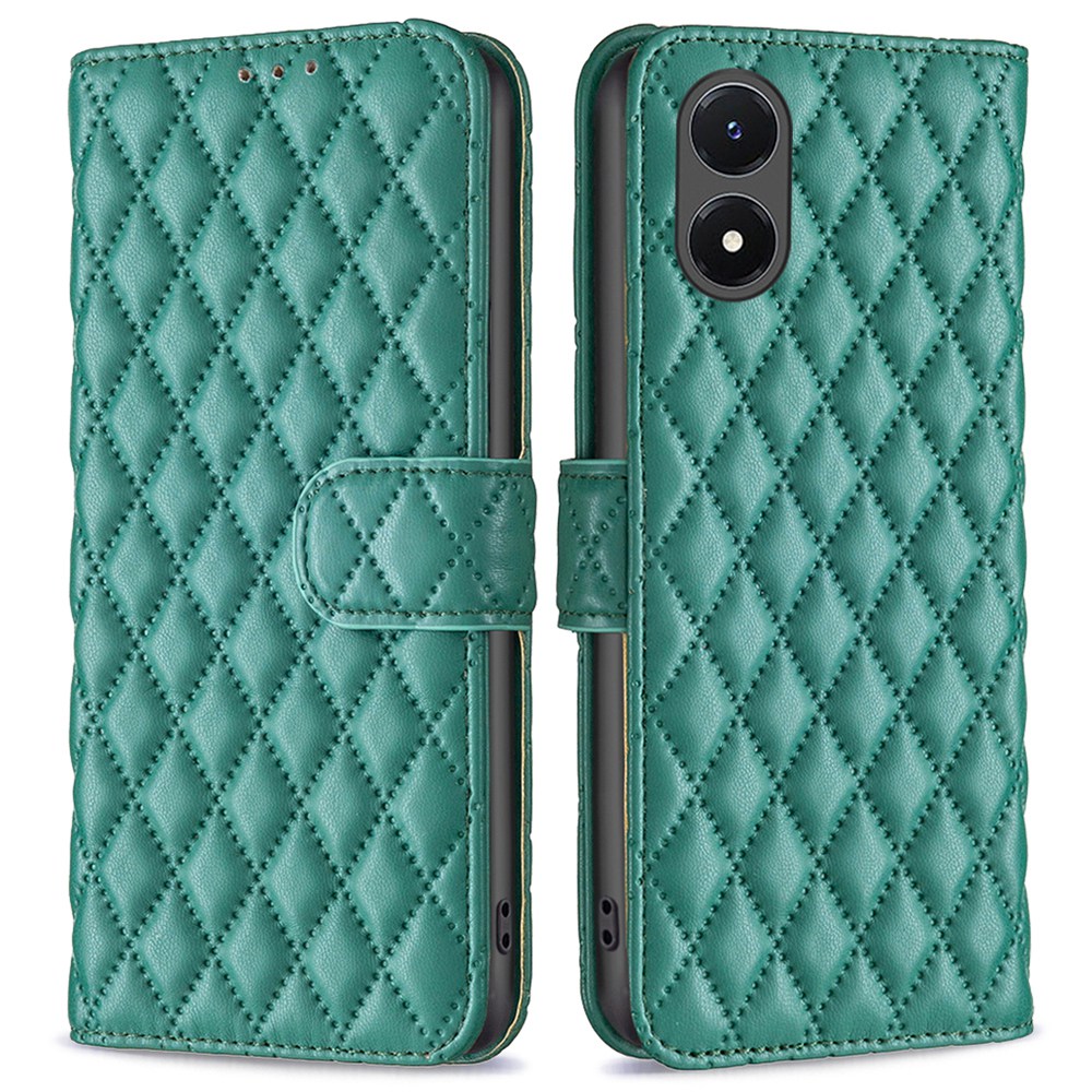 

Binfen Color Schockdelie-telefonkoffer Für Vivo Y02s 4G, BF Style-14 Eingeprägter Rhombusmuster Schutzhilfe-brieftasche. - Grün, vivo Y02s 4G